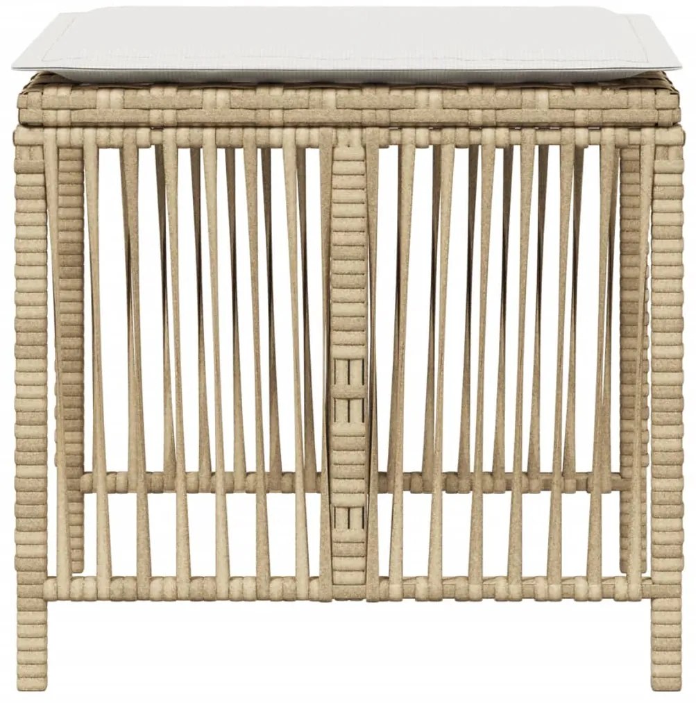 Bancos de jardim com almofadões 4 pcs 41x41x36 cm vime PE bege