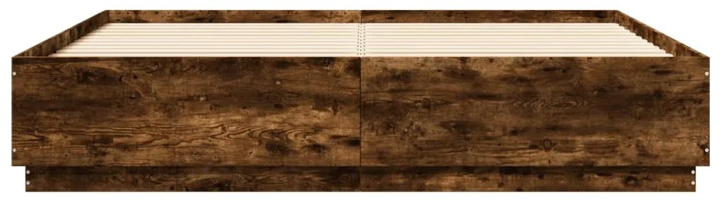 Estrutura de cama 200x200 cm derivados madeira carvalho fumado