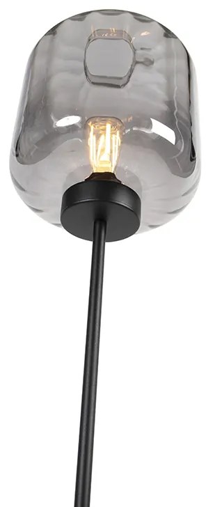 Candeeiro de pé design preto com vidro fumê - Qara
