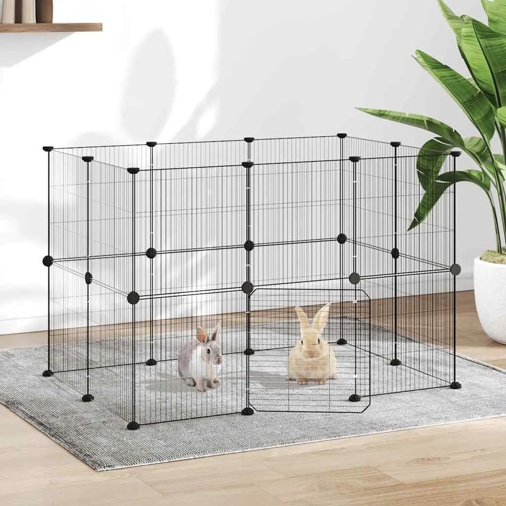 vidaXL Gaiola p/ animais de 20 painéis c/ porta 35x35 cm aço preto
