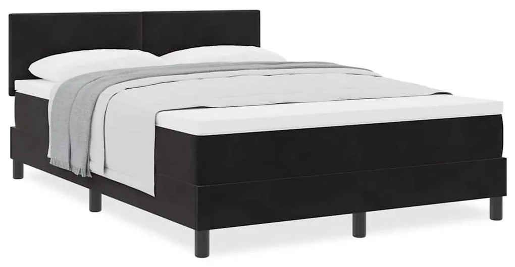 Cama de Box Spring com Colchão vidaXL Preto 140x190 cm Veludo