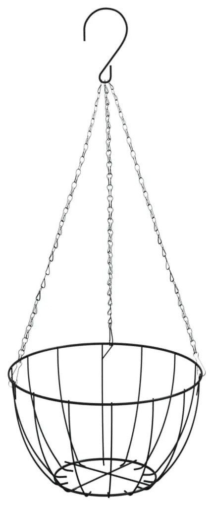 Vasos suspensos 4 pcs c/ forro de coco Ø 35x52 cm aço preto