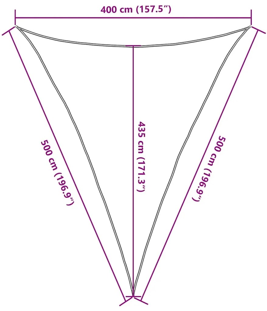 Para-sol estilo vela triangular 160 g/m² 4x5x5 m PEAD azul