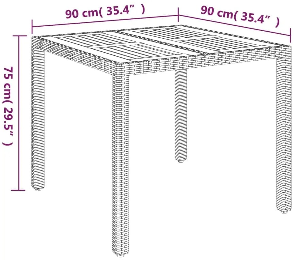 3 pcs conjunto de jantar p/ jardim c/ almofadões vime PE cinza