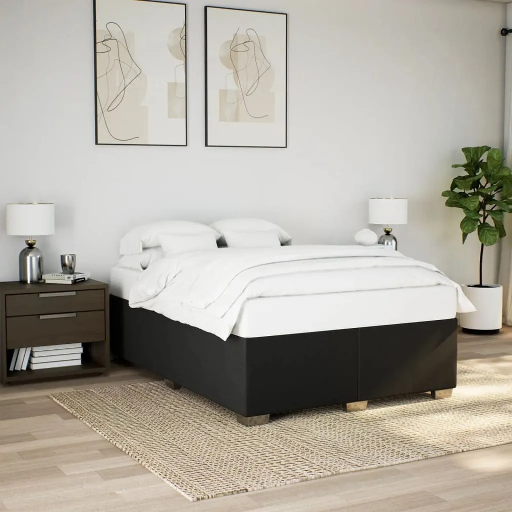 Cama com molas/colchão 140x200 cm tecido preto