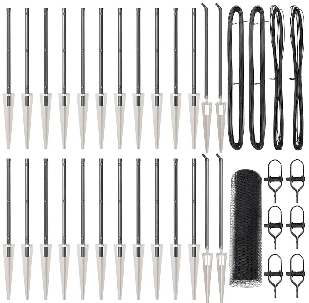 vidaXL Poste de Cerca Cinzeto 50 x 0,5 m (malha de 25 mm) Aço e PVC