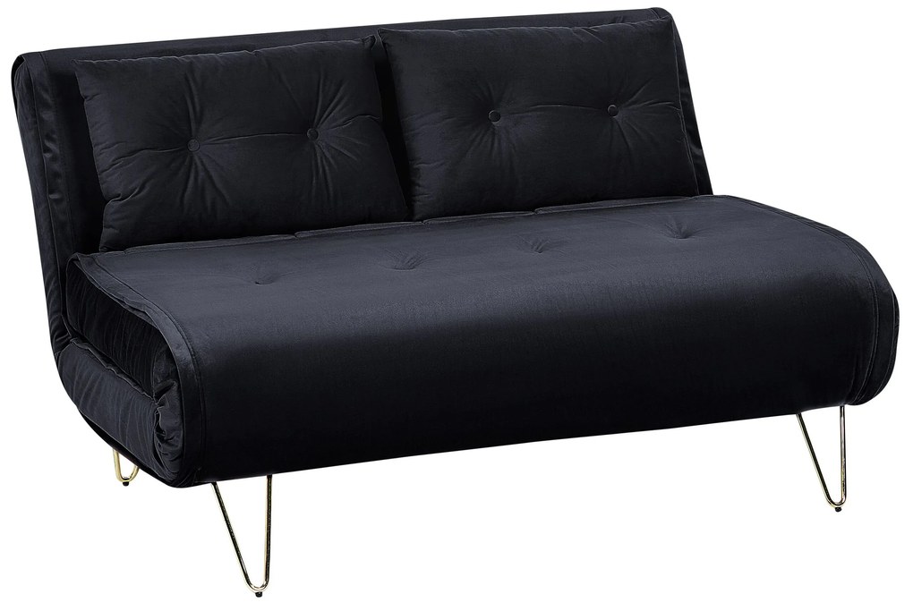 Sofá-cama de 2 lugares em veludo preto VESTFOLD Beliani