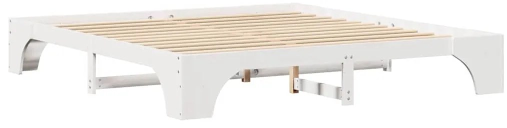 Cama Branca 200x200 cm de Madeira de Pinheiro Sólido