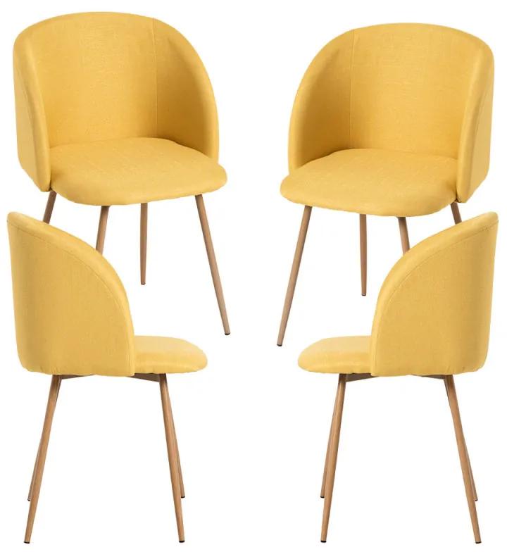 Pack 4 Cadeiras Velt Tecido - Amarelo
