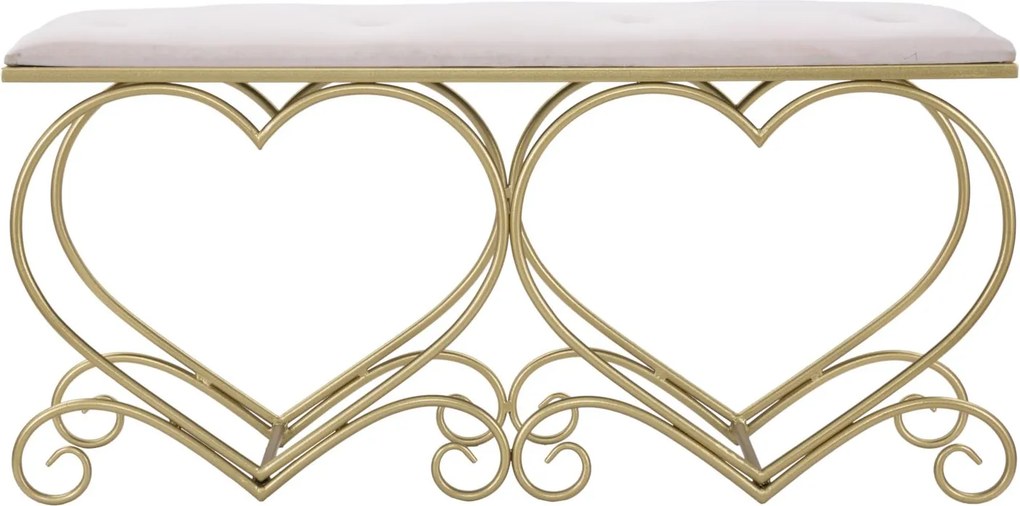 BANCO CORAÇÃO ROSA 105X37,5X51,5 CM DOURADO E ROSA