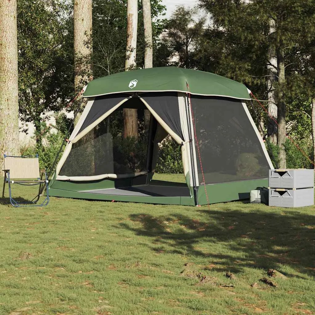 vidaXL Tenda familiar estilo cabana para 6 pessoas impermeável verde