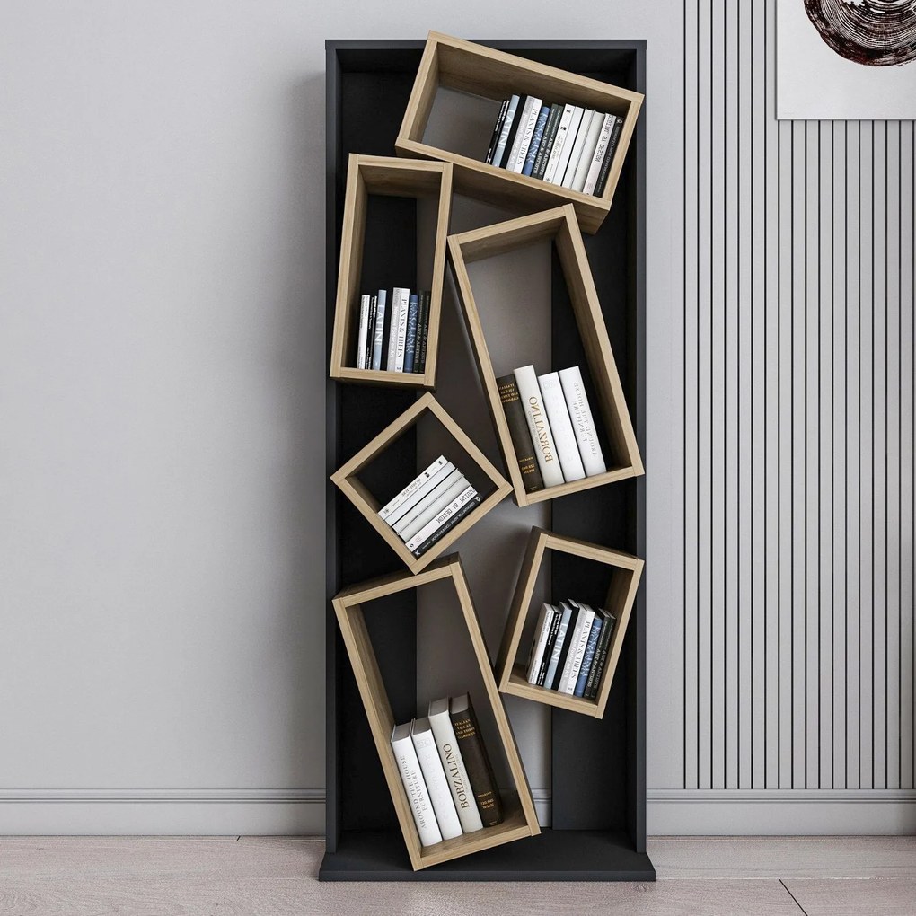 Estante Carmen – Preto Carvalho – 63 cm x 153,6 cm x 24 cm