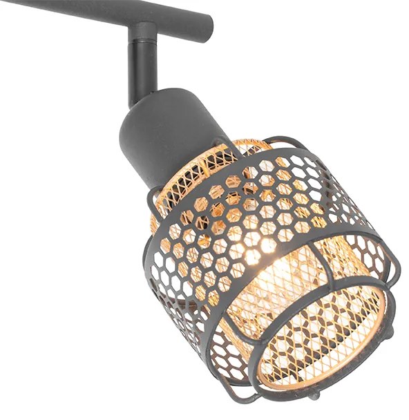 Candeeiro de teto design preto com dourado 2-luzes - Noud