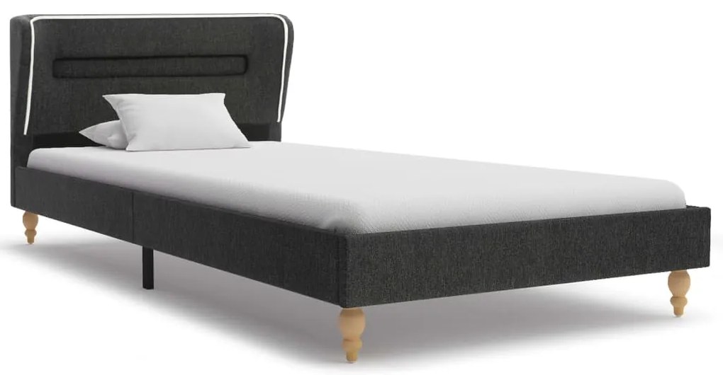 Cama com LED e colchão 90x200 cm serapilheira cinzento-escuro