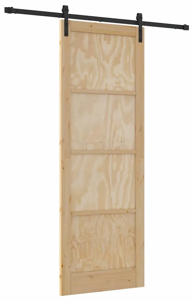 Porta Deslizante vidaXL com Conjunto de Ferragens 83x232 cm Madeira Só