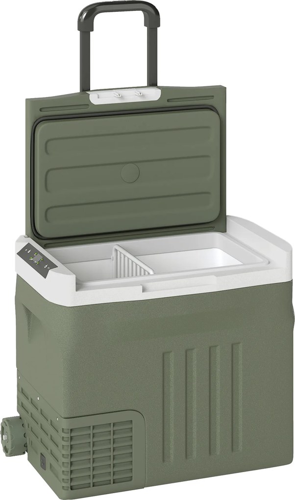 Outsunny Geleira Elétrica Portátil 40 L Réfrigerateur de Carro Portátil Modos Eco/Max alça Telescópica 61x39x49,5 cm Cinza | Aosom Portugal