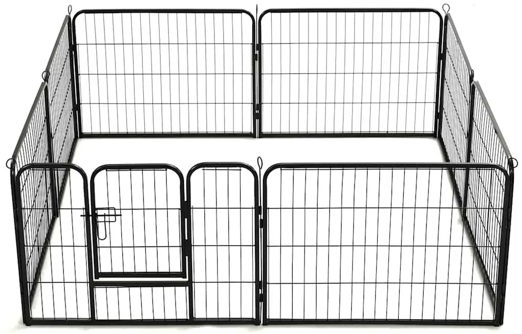 Parque para cães 8 painéis aço 60x80 cm preto