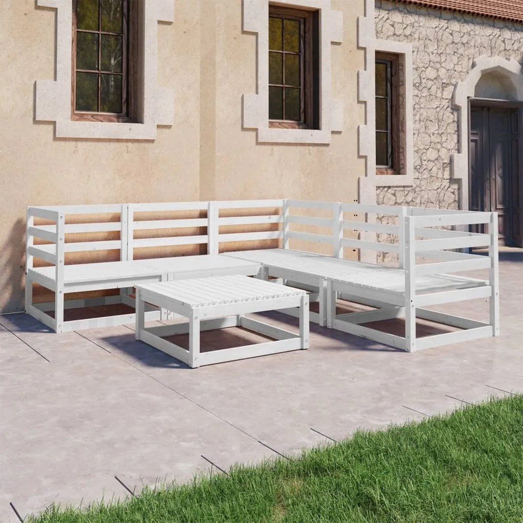 vidaXL 6 pcs conjunto lounge de jardim pinho sólido branco