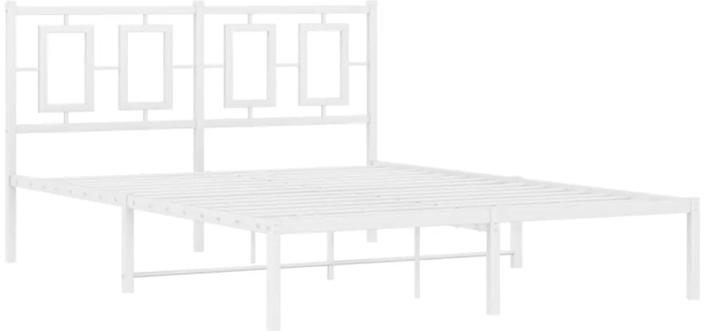 Estrutura de cama com cabeceira 140x200 cm metal branco