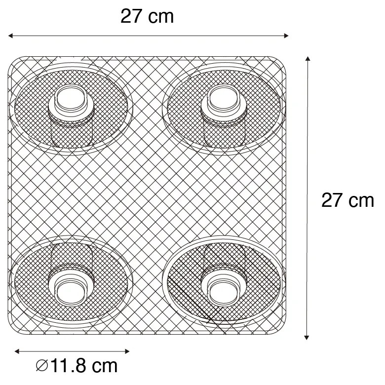 Luminária de teto industrial preto com madeira 4 luzes - Jasmine