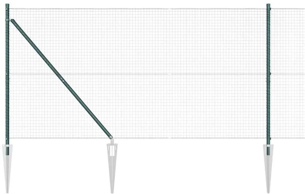 Cerca de Fio Soldado com 13 Postes de Espeto Verde 1.4x50 m Aço