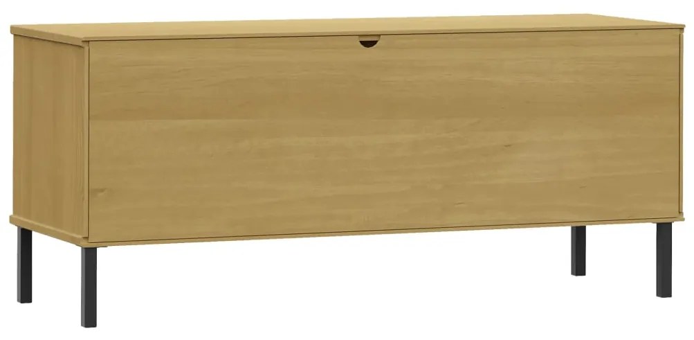 Sapateira pernas metal 106x35x45cm madeira maciça OSLO castanho