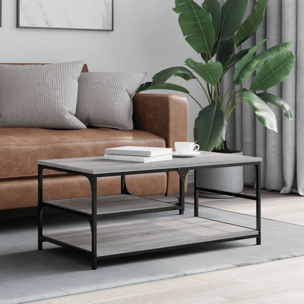vidaXL Mesa de centro 90x49x40 cm derivados de madeira cinzento sonoma