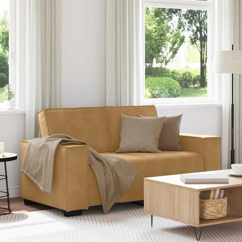 vidaXL Sofá de 2 lugares veludo 120 cm castanho