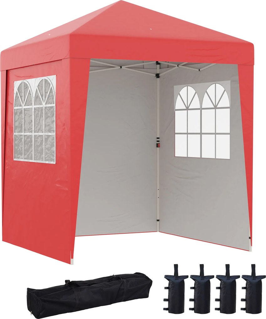 Outsunny Tenda Pop-Up para Jardim 2x2 m Altura Regulável Proteção Uv30+ 3 Laterais (Vermelho) | Aosom Portugal