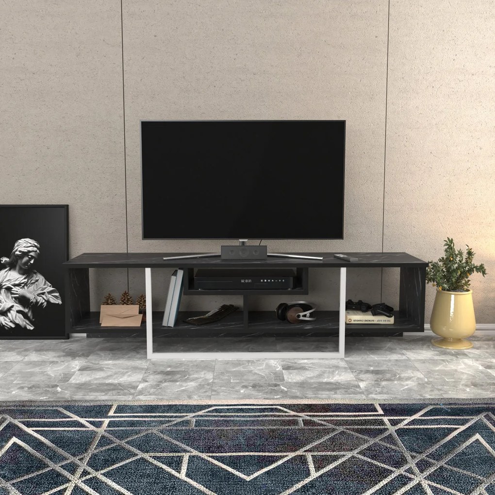 Móvel TV Asal – Preto/Branco – 150x35,2x40 cm
