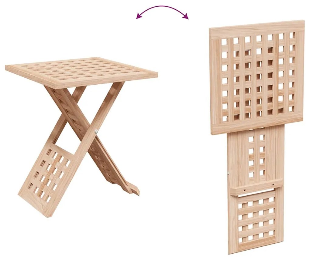 Mesa de café dobrável 33x33x40,5 cm em madeira sólida de nozes