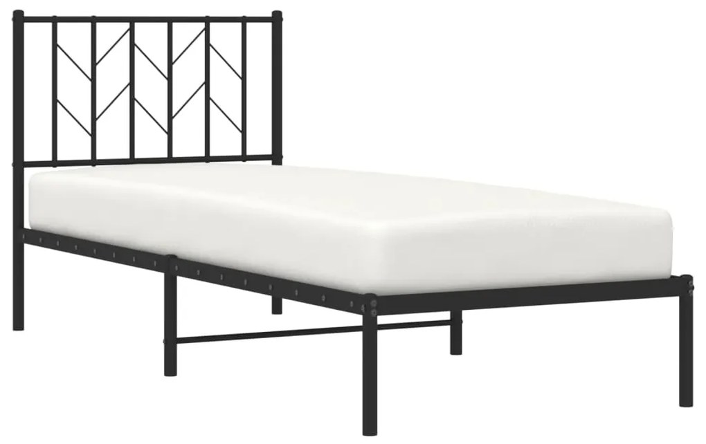 Estrutura de cama com cabeceira 80x200 cm metal preto