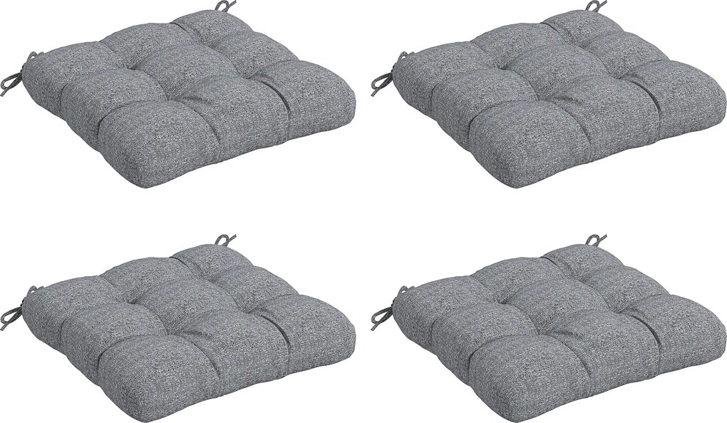 Outsunny Conjunto 4 Almofadas Cadeiras Sala Impermeáveis Anti-UV Confortáveis 48x48x7 cm com Fitas Fixação Cinzento | Aosom Portugal