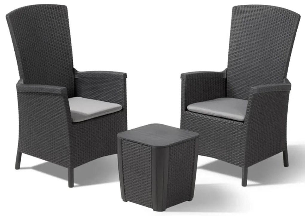408937 Keter Conjunto de jantar para jardim 3 pcs Vermont grafite 231692