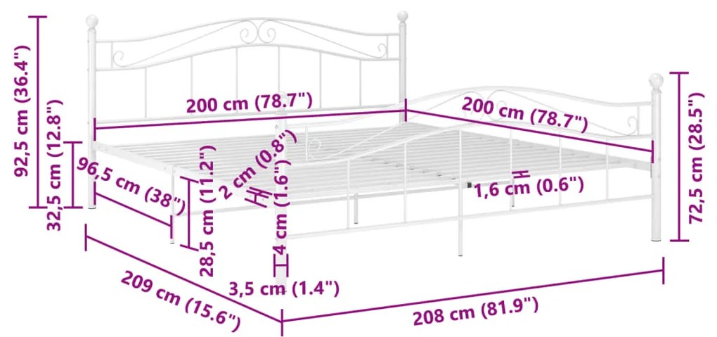 Estrutura de cama metal 200x200 cm branco