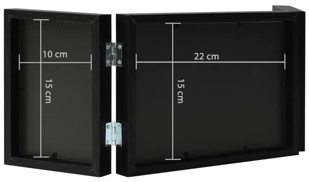 Moldura com três dobras 22x15 cm+2x(10x15 cm) preto