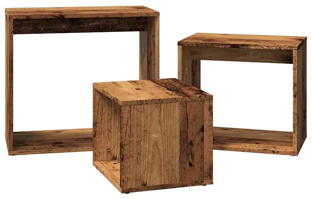 Mesas de encastrar 3 pcs derivados de madeira madeira velha