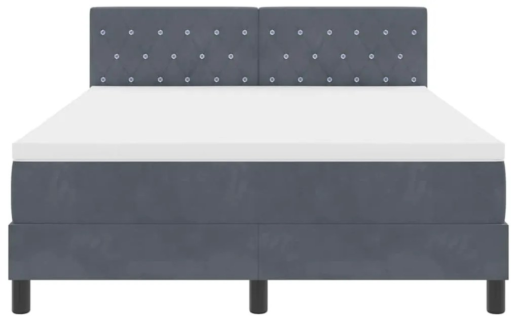 Cama Box com Colchão e LED VidaXL Cinza Escuro 140x200 cm Veludo