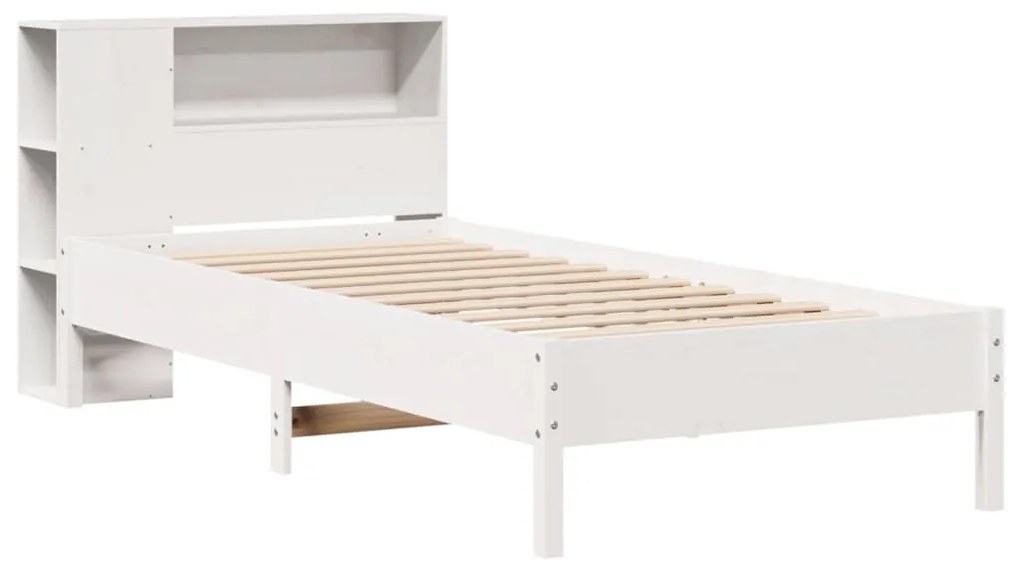 Cama com estante sem colchão 100x200 cm pinho maciço branco