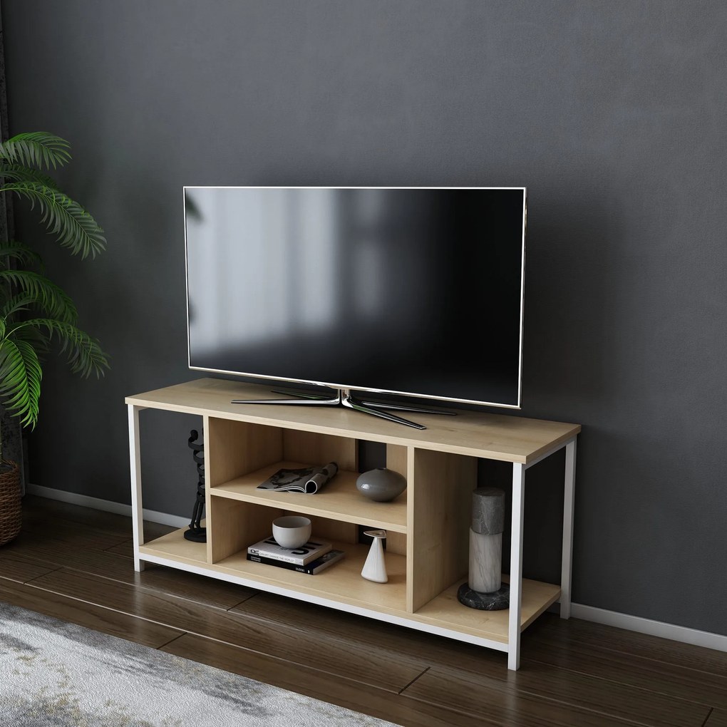 Móvel TV Rinaldo – Branco Carvalho – 120 cm x 35 cm x 50,8 cm