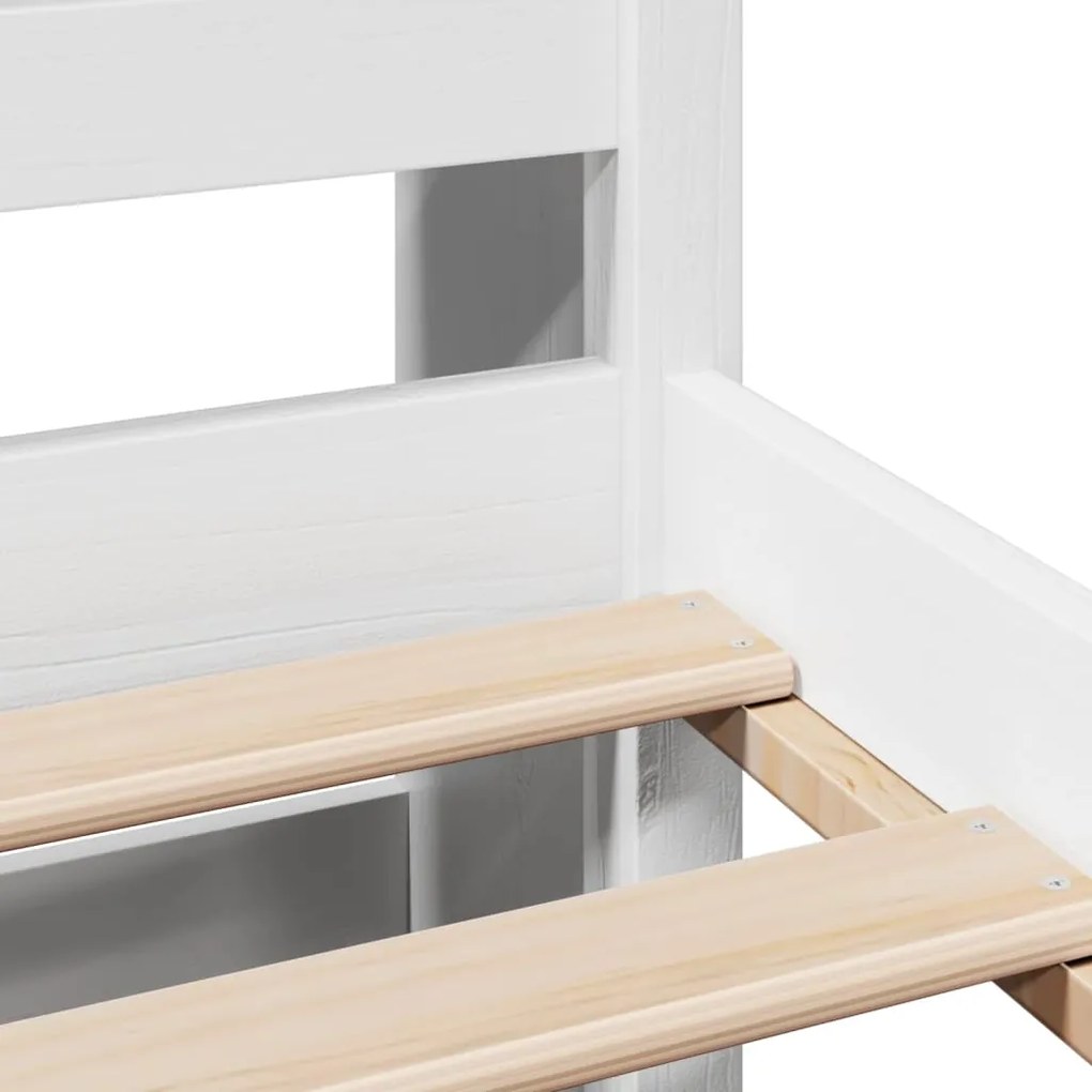 Cama com estante sem colchão 135x190 cm pinho maciço branco