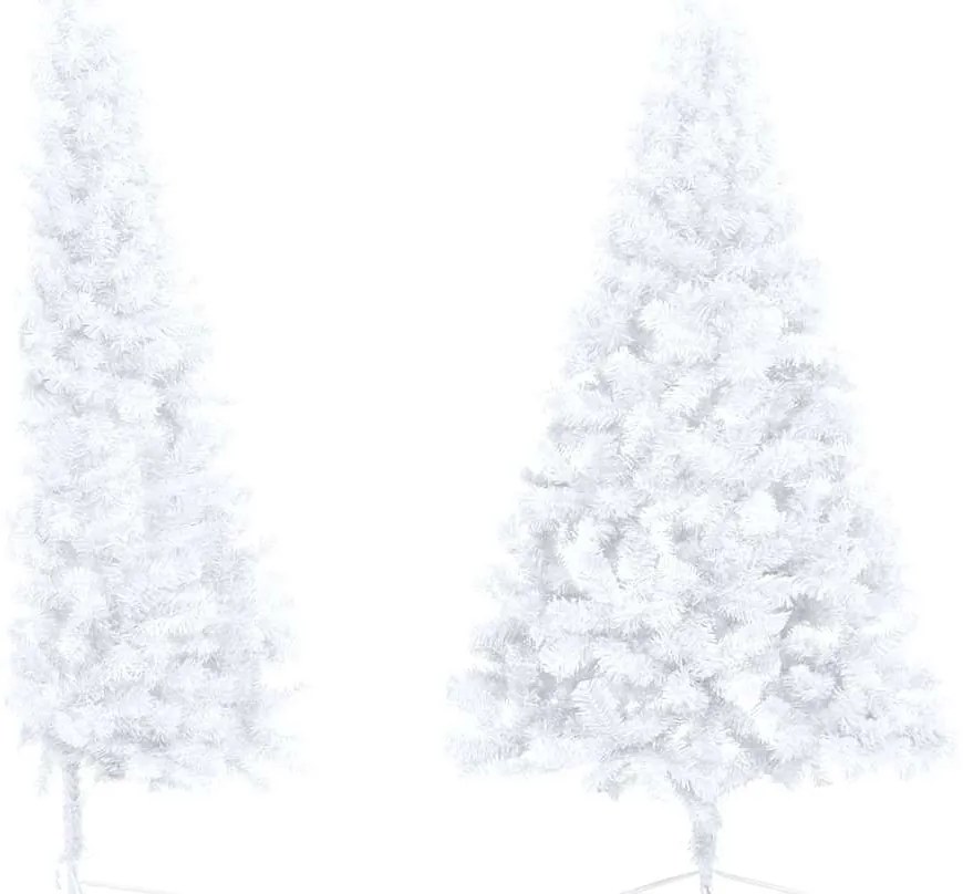Meia árvore Natal artificial pré-iluminada c/ bolas branco
