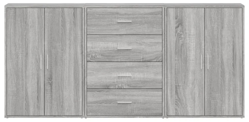 Aparadores 3 pcs 60x31x84 cm derivados madeira cinzento sonoma