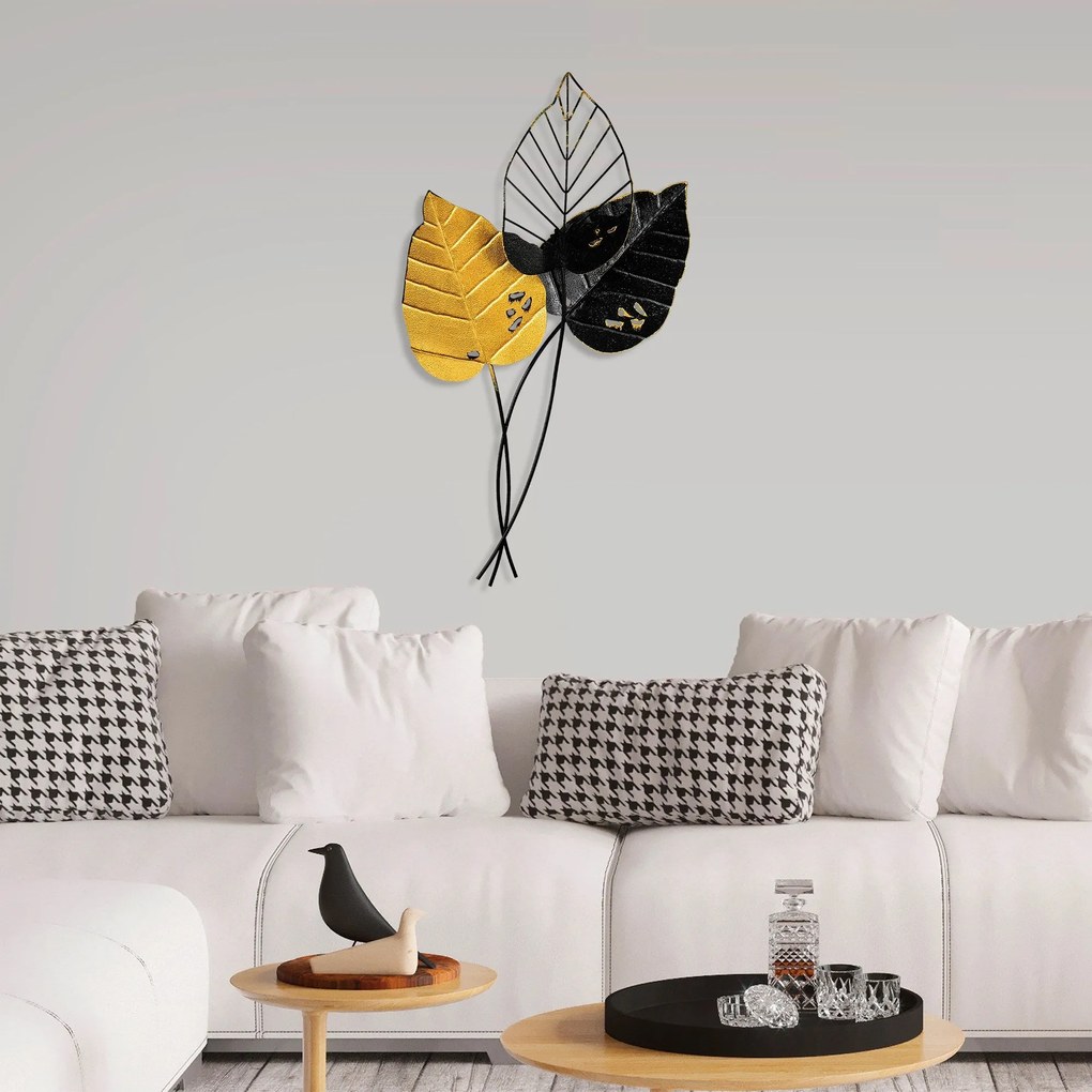 Acessório Decorativo de Parede em Metal Fall – Amarelo e Preto – 45 x