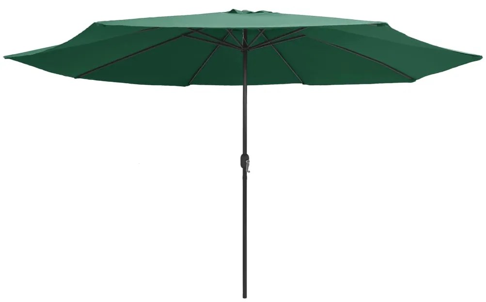 Guarda-sol de jardim com poste de metal 390 cm verde