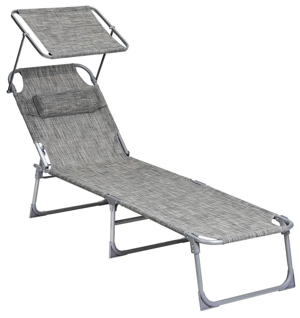 SONGMICS Espreguiçadeira, Cama de Sol, Cadeira de Sol Reclinável, com Apoio de Cabeça, Encosto Ajustável, Guarda-Sol, Leve, Dobrável, 53 x 193 x 29,5 cm, Capacidade de Carga 150 kg, para Jardim, Verde GCB19T