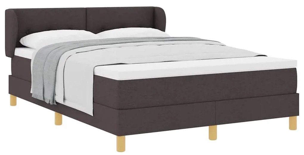 Cama Box Spring vidaXL com colchão castanho escuro 140x190 cm em tecid
