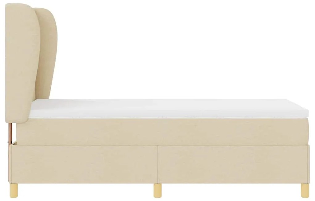 Cama Box Spring com Colchão Creme 90x200 cm Tecido