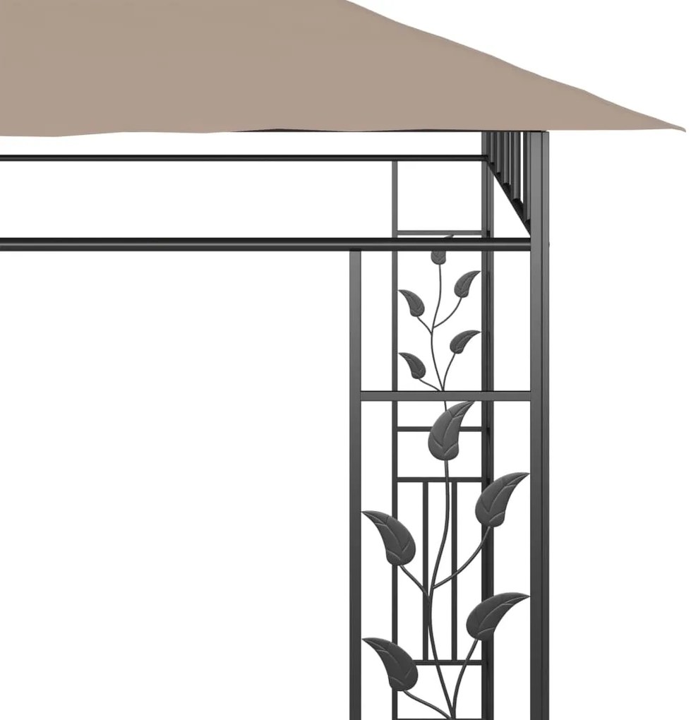 Gazebo c/ rede mosquiteira 6x3x2,73m 180 g/m² cinza-acastanhado