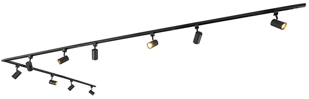 Sistema de trilho moderno monofásico com 10 spots preto - Jeana Moderno